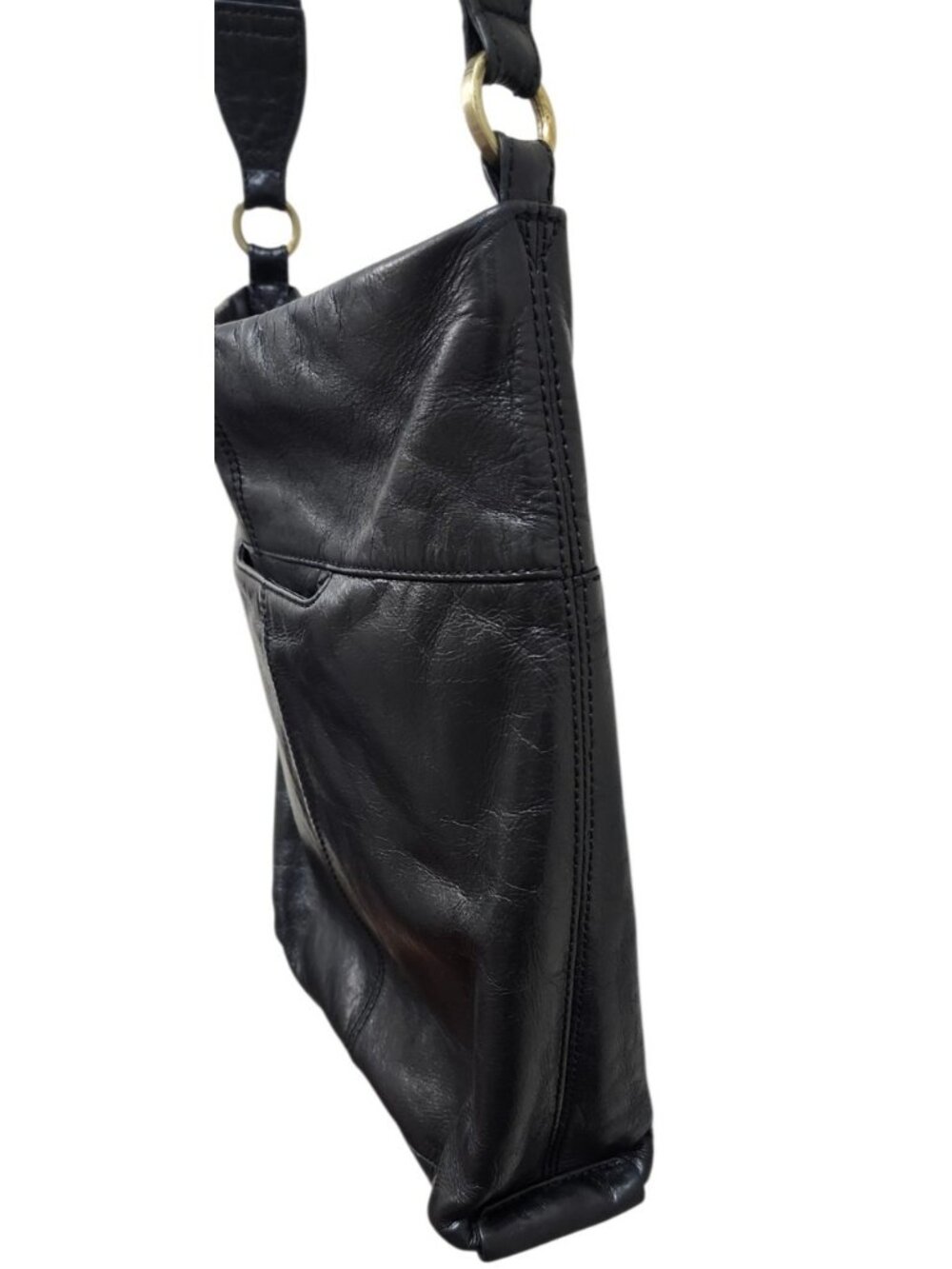 HOBO Black Leather Crossbody Bag Adjustable Strap Soft Leather Boho Minimalist - Picture 6 of 15